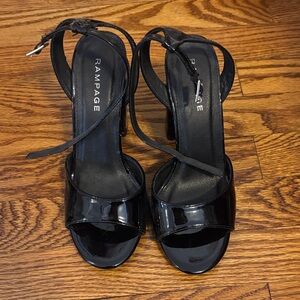 Rampage Black Patent Open-Toe Ankle-Strap Heels